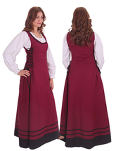 MISHA Cotton Burgundy - XV-XVI Century Inspired Medieval Viking Renaissance Sleeveless Over Dress